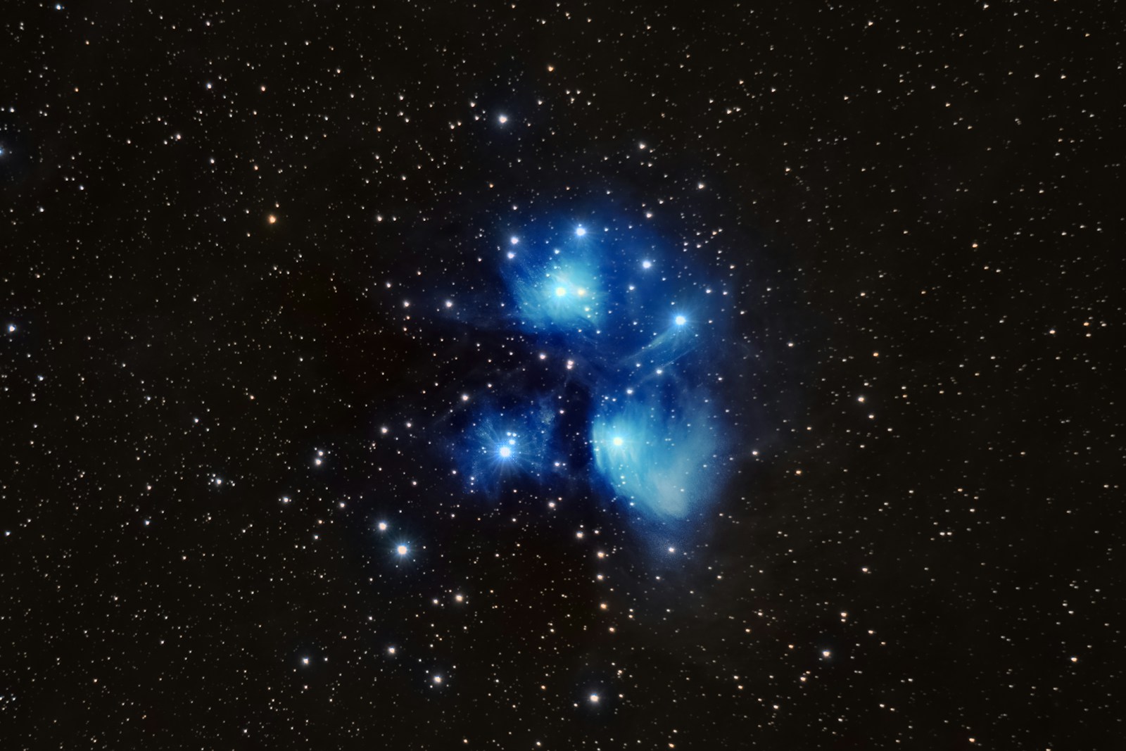 The pleiades star cluster in the night sky